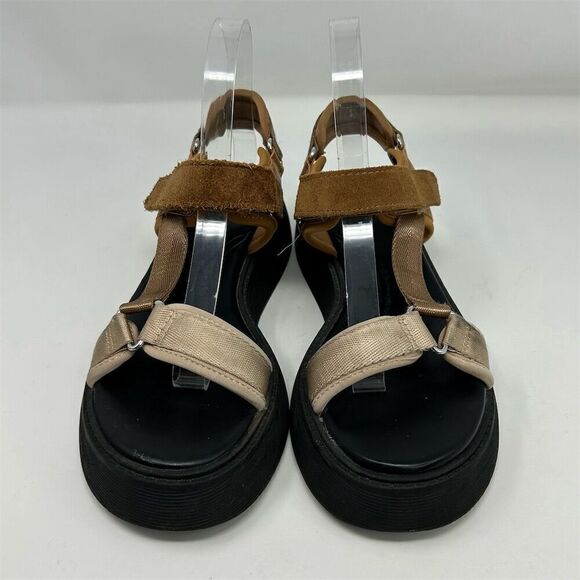 Zara Women's Brown Strappy Slingback Platform Sandals Size 6.5 (EU 37) Summer - Picture 6 of 16